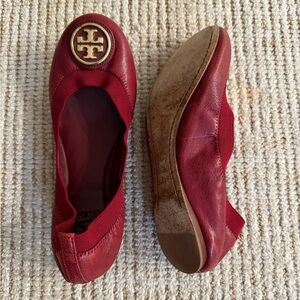 Tory Burch Red Leather Ballet Flats
